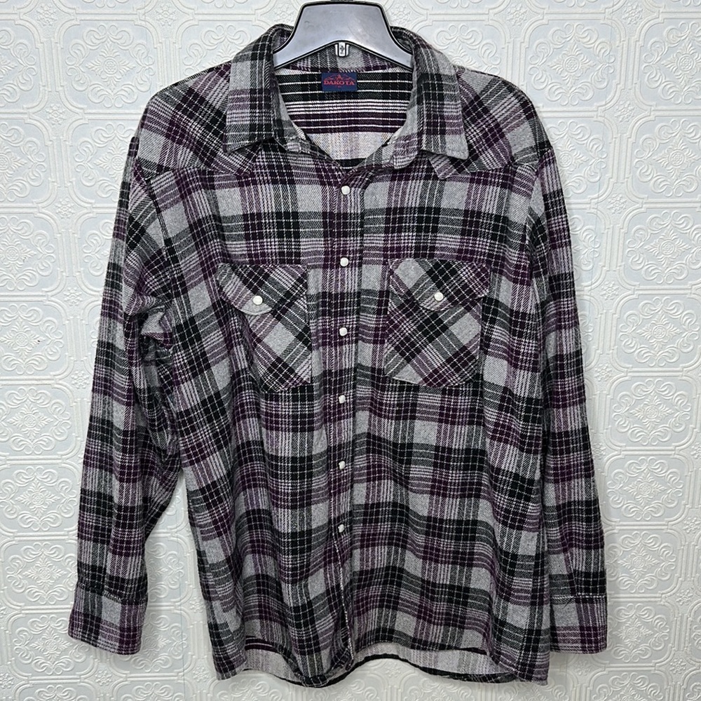 Dakota | Heavy Duty Plaid Flannel, Black, Gray, Purple & White